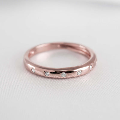 The Reese Diamond Dome Wedding Ring | Lisa Robin#18k-rose-gold