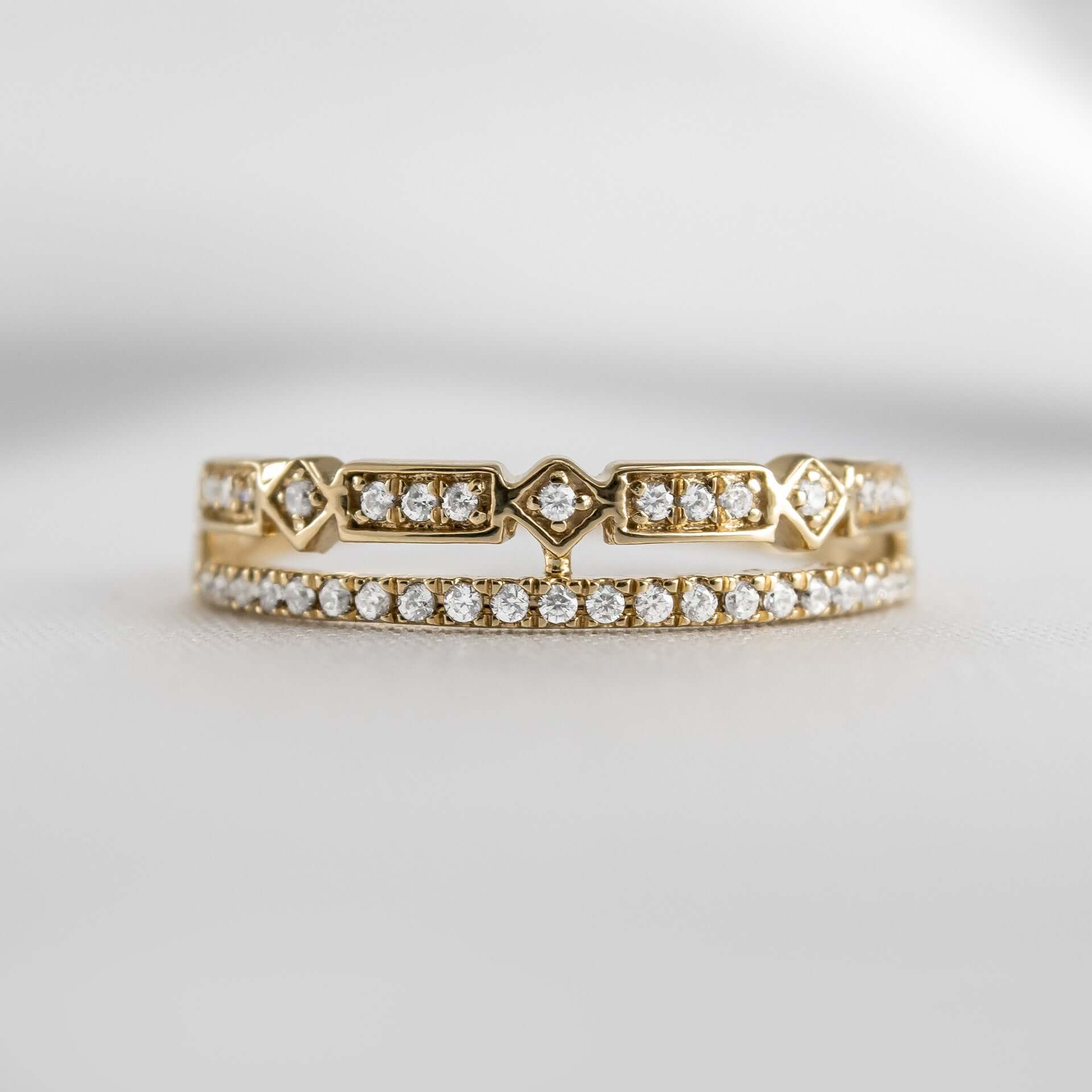 The Rene Diamond Wedding Ring | Lisa Robin#color_10k-yellow-gold