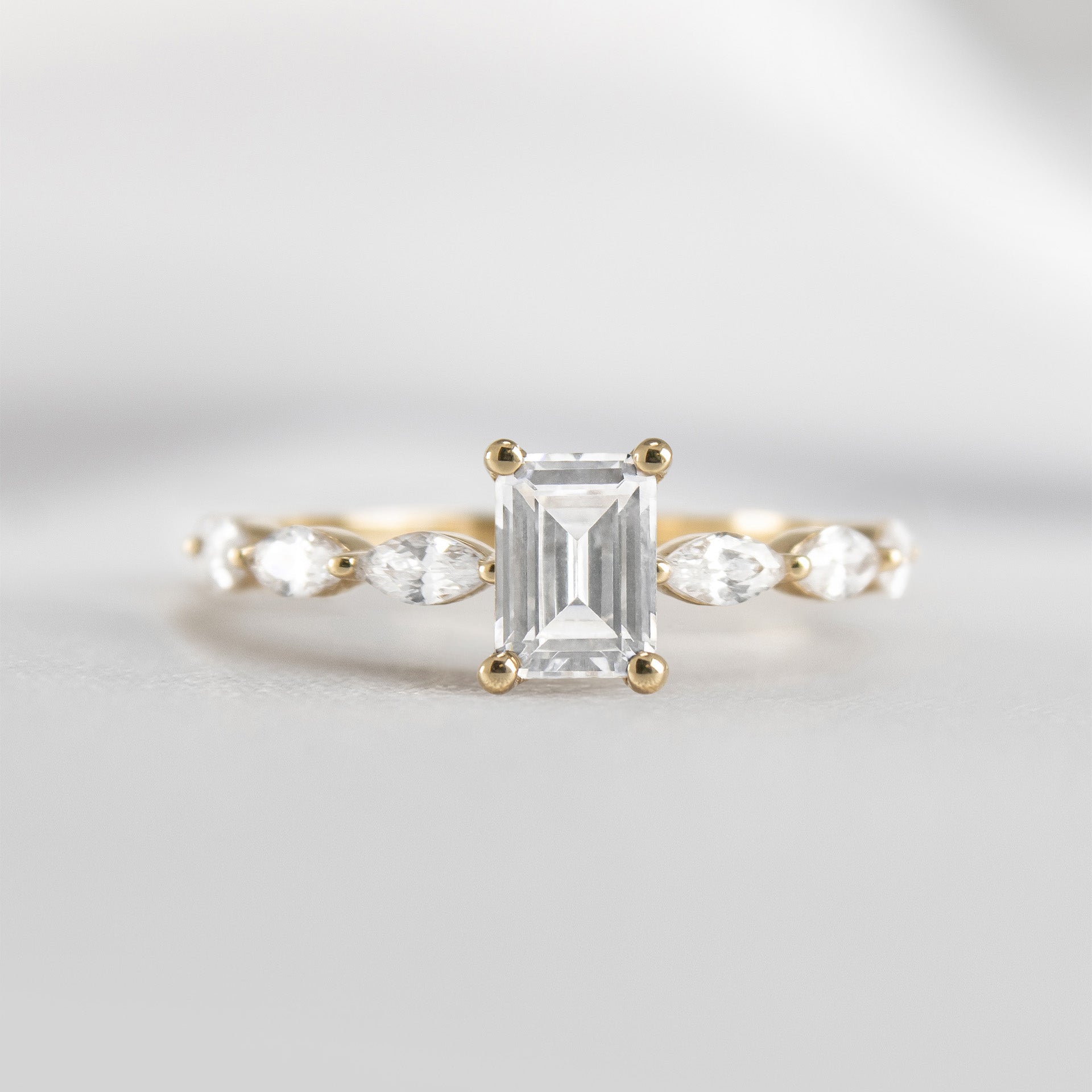 Shown in 1.0 Carat Diamond* The Riley Marquise Stone Diamond Engagement Ring | Lisa Robin#color_14k-yellow-gold
