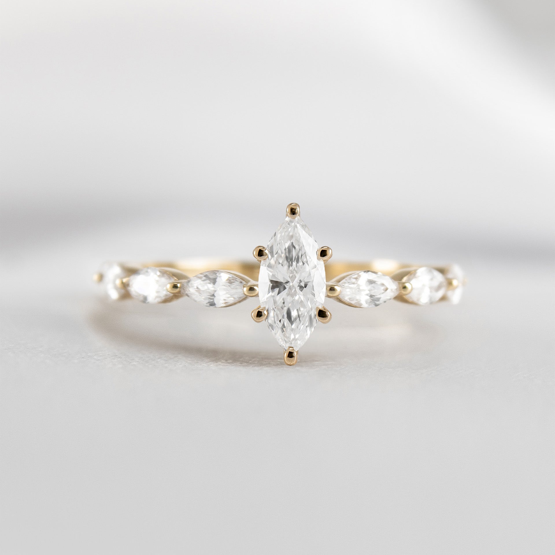 Shown in 1.0 Carat Diamond* The Riley Marquise Stone Diamond Engagement Ring | Lisa Robin#color_14k-yellow-gold