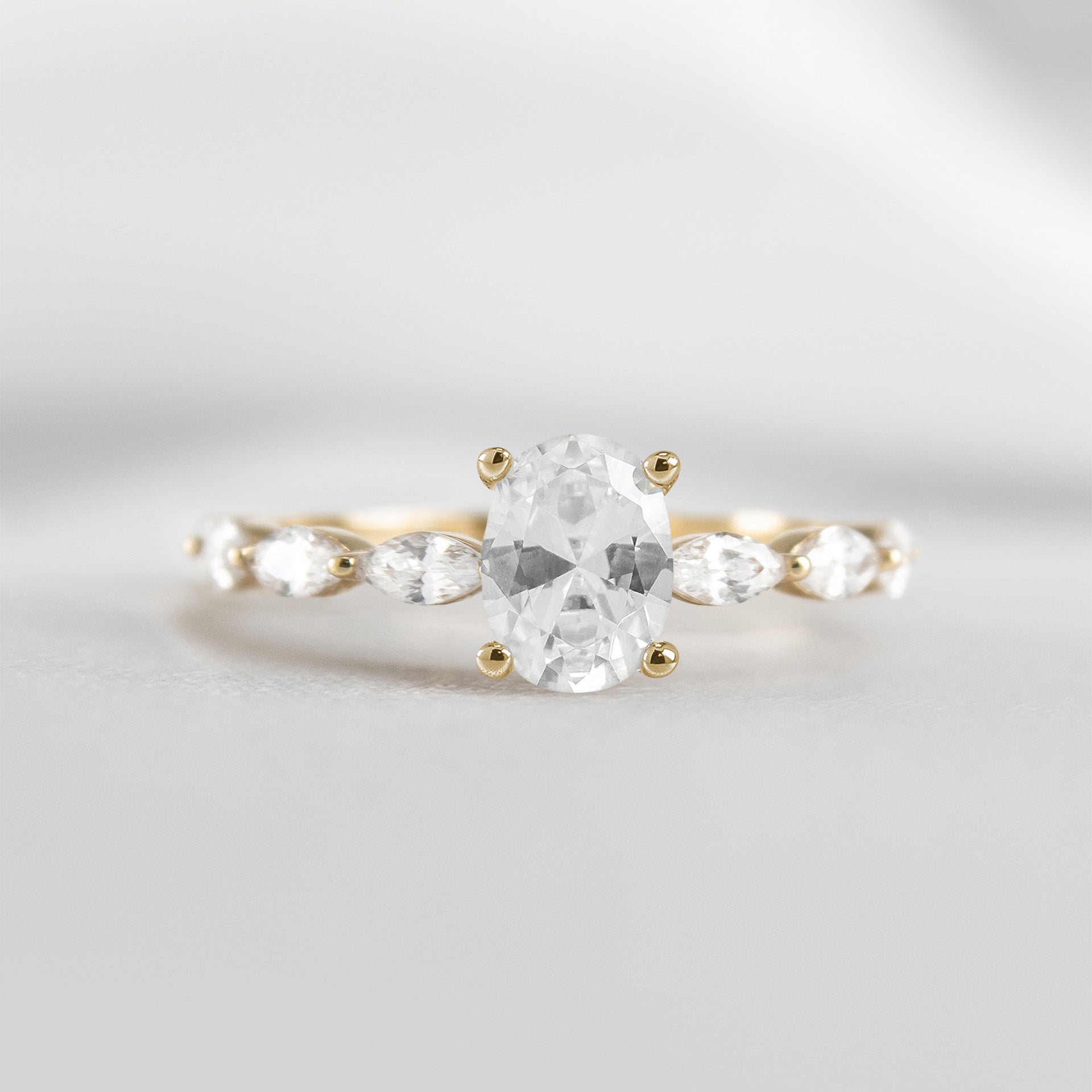 Shown in 1.0 Carat Diamond* The Riley Marquise Stone Diamond Engagement Ring | Lisa Robin#color_14k-yellow-gold