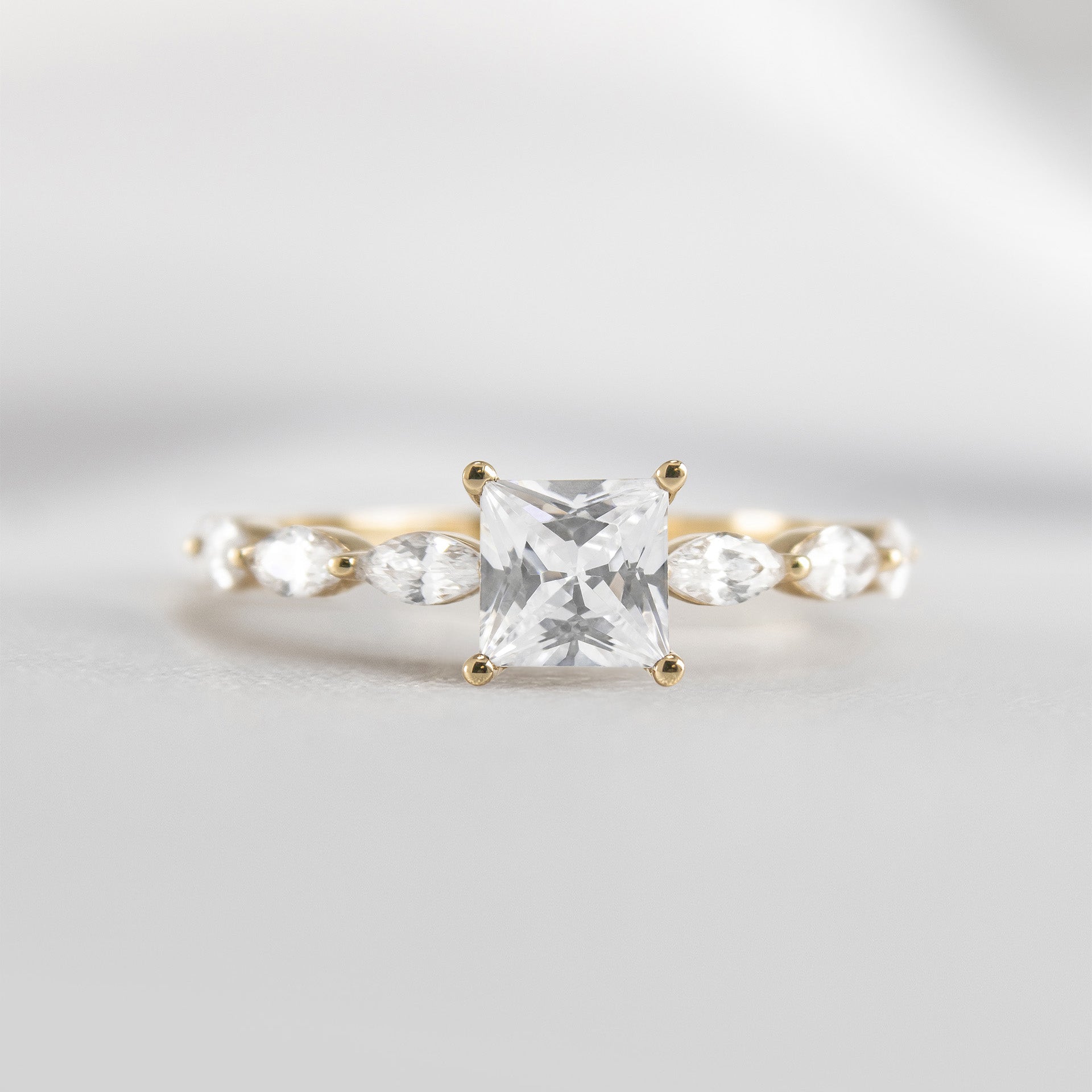 Shown in 1.0 Carat Diamond* The Riley Marquise Stone Diamond Engagement Ring | Lisa Robin#color_14k-yellow-gold