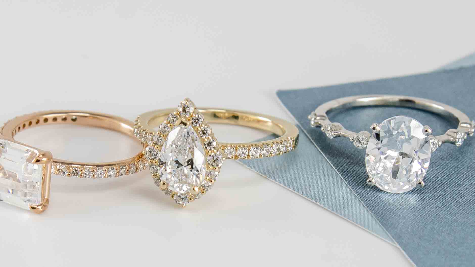 Engagement Rings Emerald Cut Diamond Pear Diamond and Oval Diamond Styles | Lisa Robin