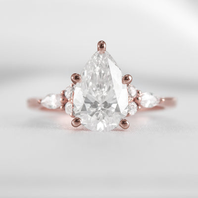 Shown in 2.0 Carat * The Sophia Pear Moissanite Diamond Side Stone Engagement Ring | Lisa Robin