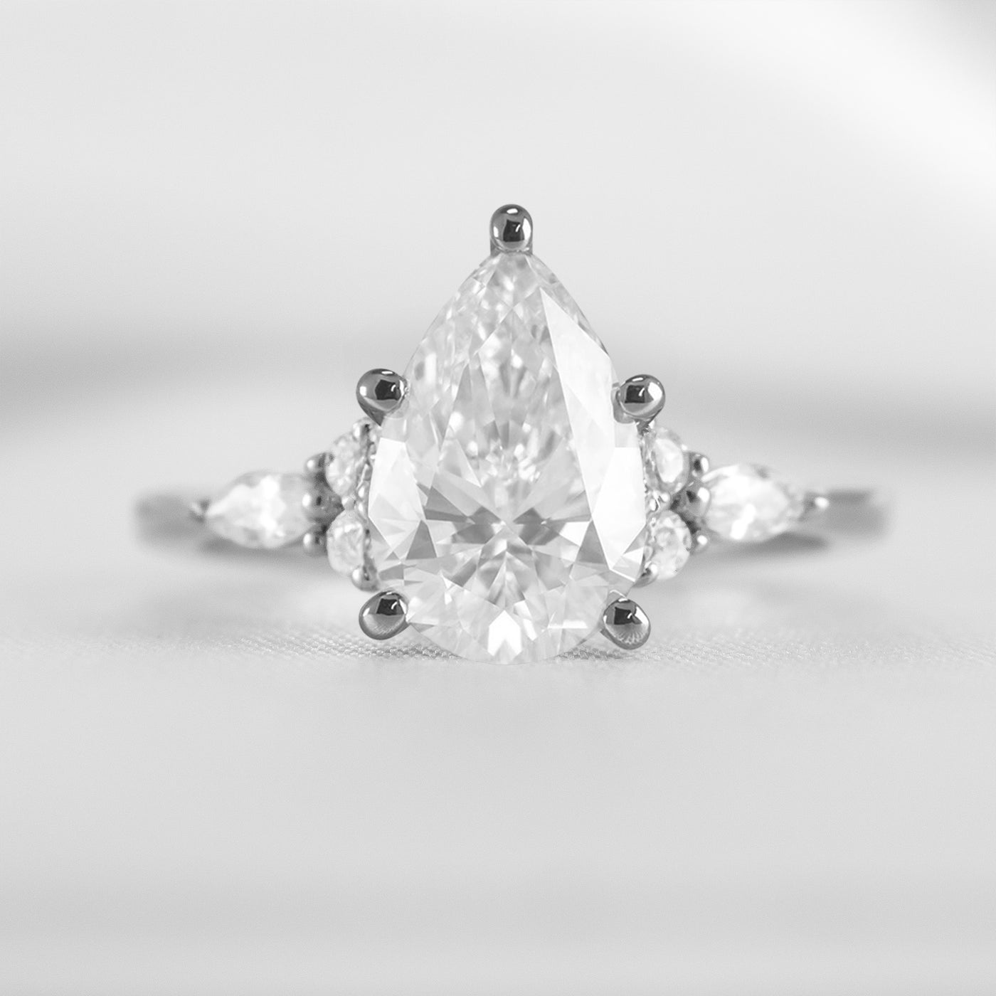 Shown in 2.0 Carat * The Sophia Marquise Accented Diamond Engagement Ring | Lisa Robin#color_14k-white-gold