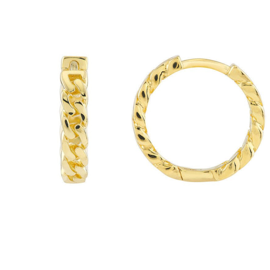 The Chain Link Huggie Hoop Earrings - Lisa Robin