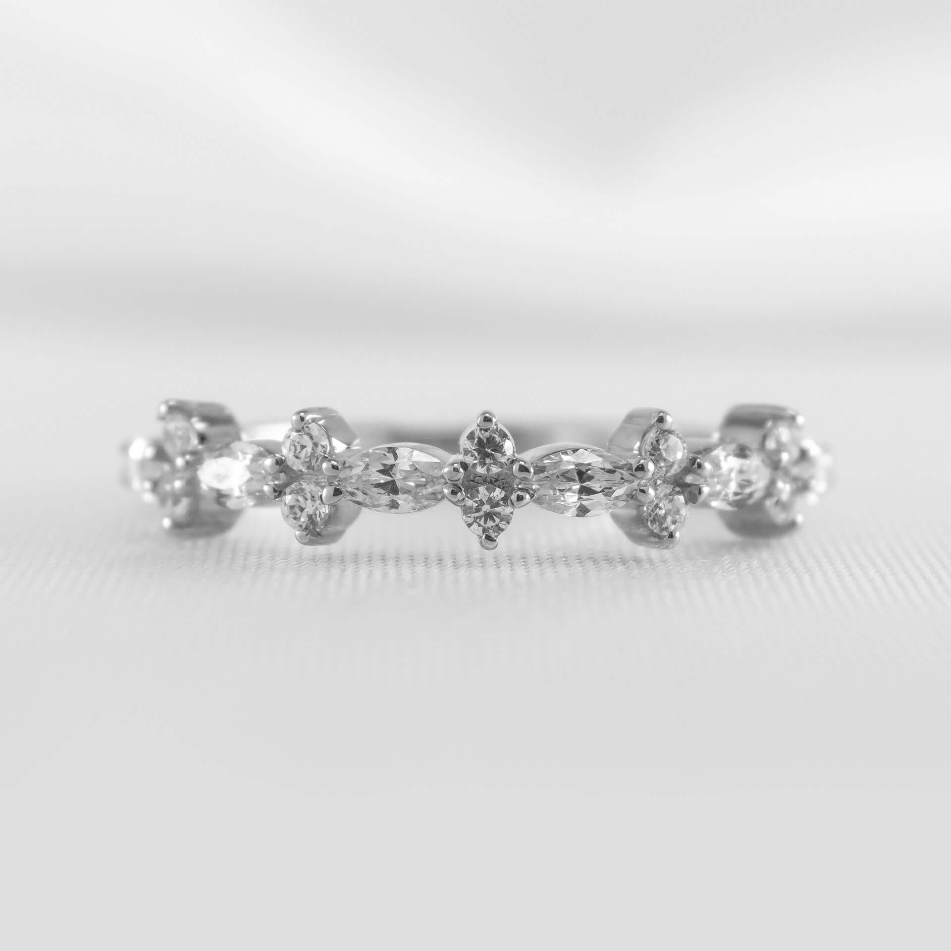 The Tara Marquise Diamond Wedding Ring | Lisa Robin#color_14k-white-gold