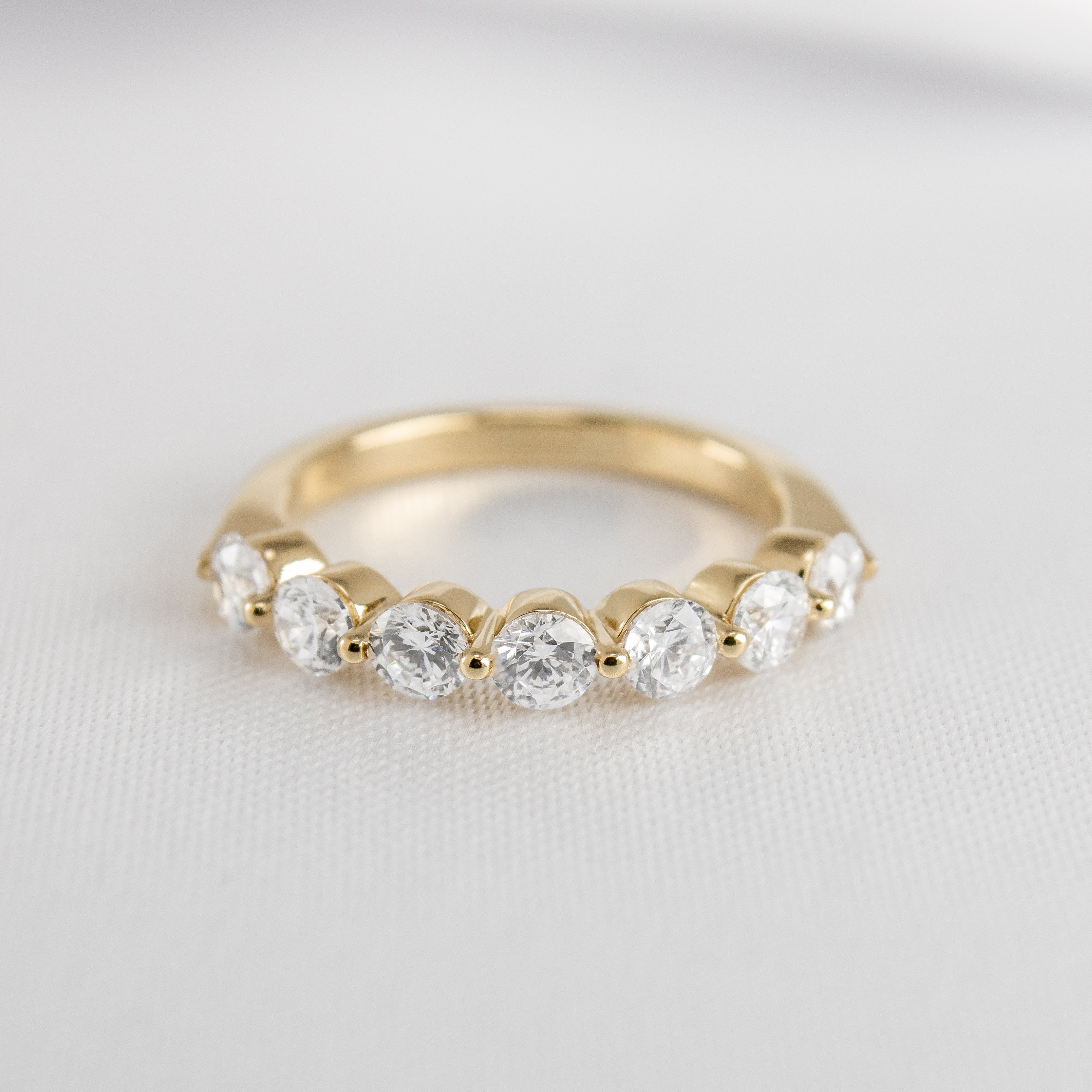 The Taryn Floating 7 Stone Diamond Wedding Ring | Lisa Robin#color_14k-yellow-gold