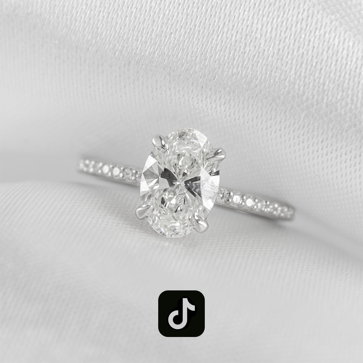 Vivienne Oval Diamond Engagement Ring with pave in Platinum | Lisa Robin
