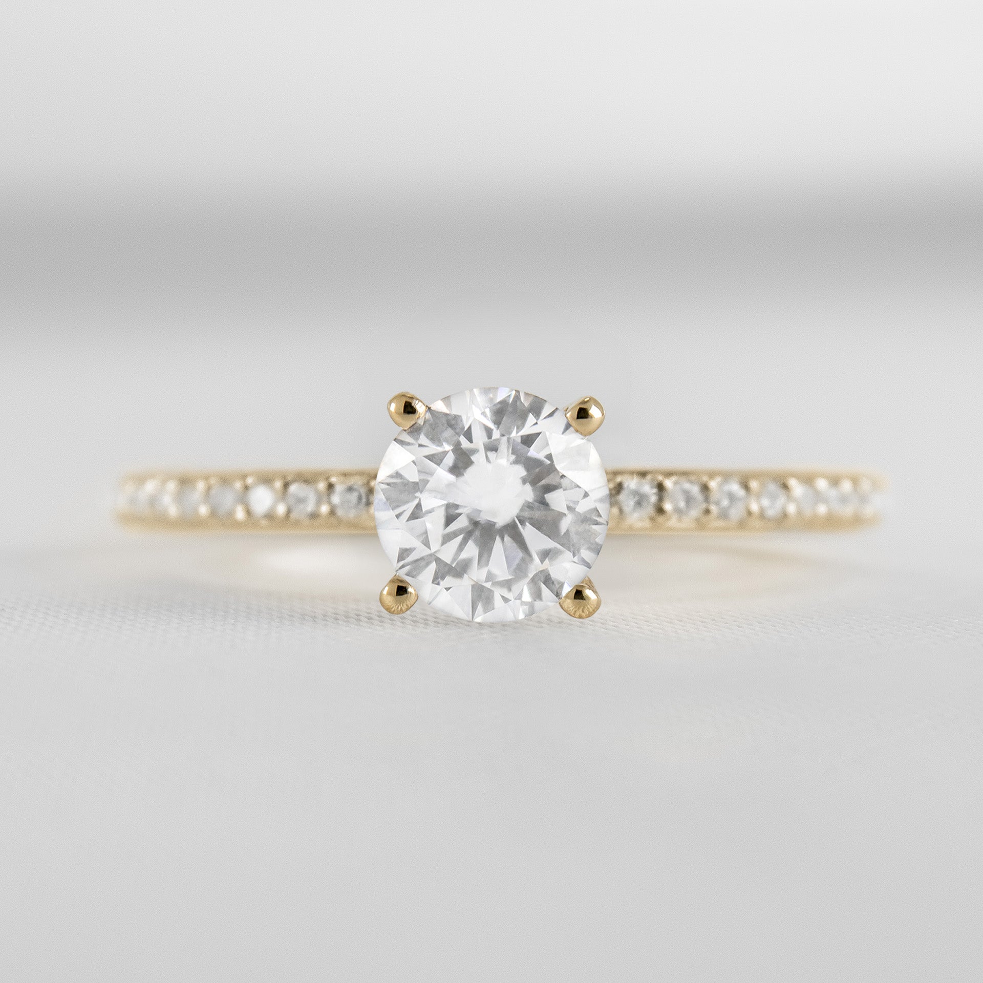 Shown in 1.0 Carat Diamond* The Vivienne Diamond Pavé Solitaire Engagement Ring | Lisa Robin#color_14k-yellow-gold