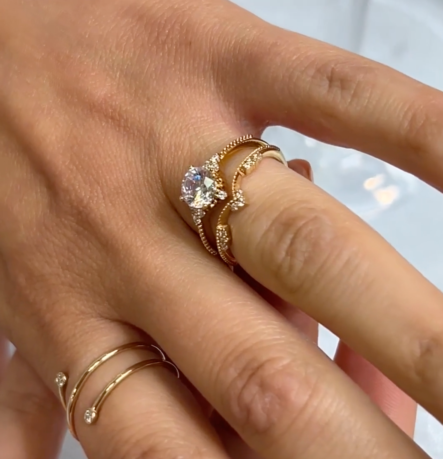 The Matilda Vintage Chevron Wedding Ring
