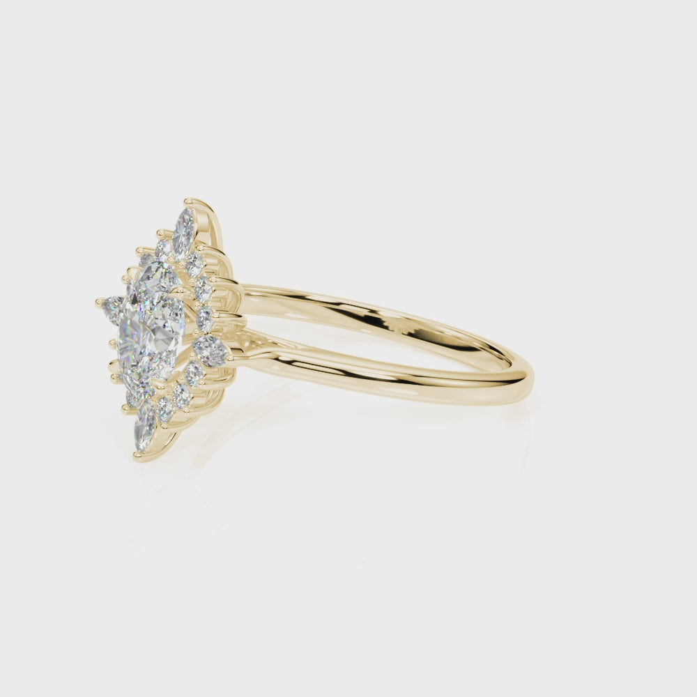 The Revel Halo Moissanite Engagement Ring