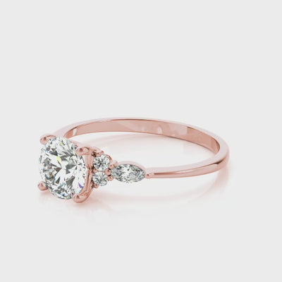 Shown in 1.0 carat * The Sophia Moissanite Diamond Side Stone Engagement Ring | Lisa Robin#color_14k-rose-gold