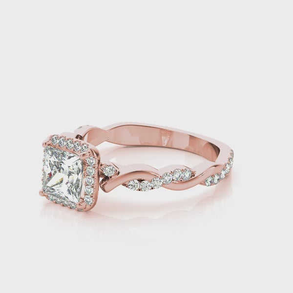 Shown in 1.0 Carat * The Briony Halo Twist Engagement Ring | Lisa Robin#shape_princess