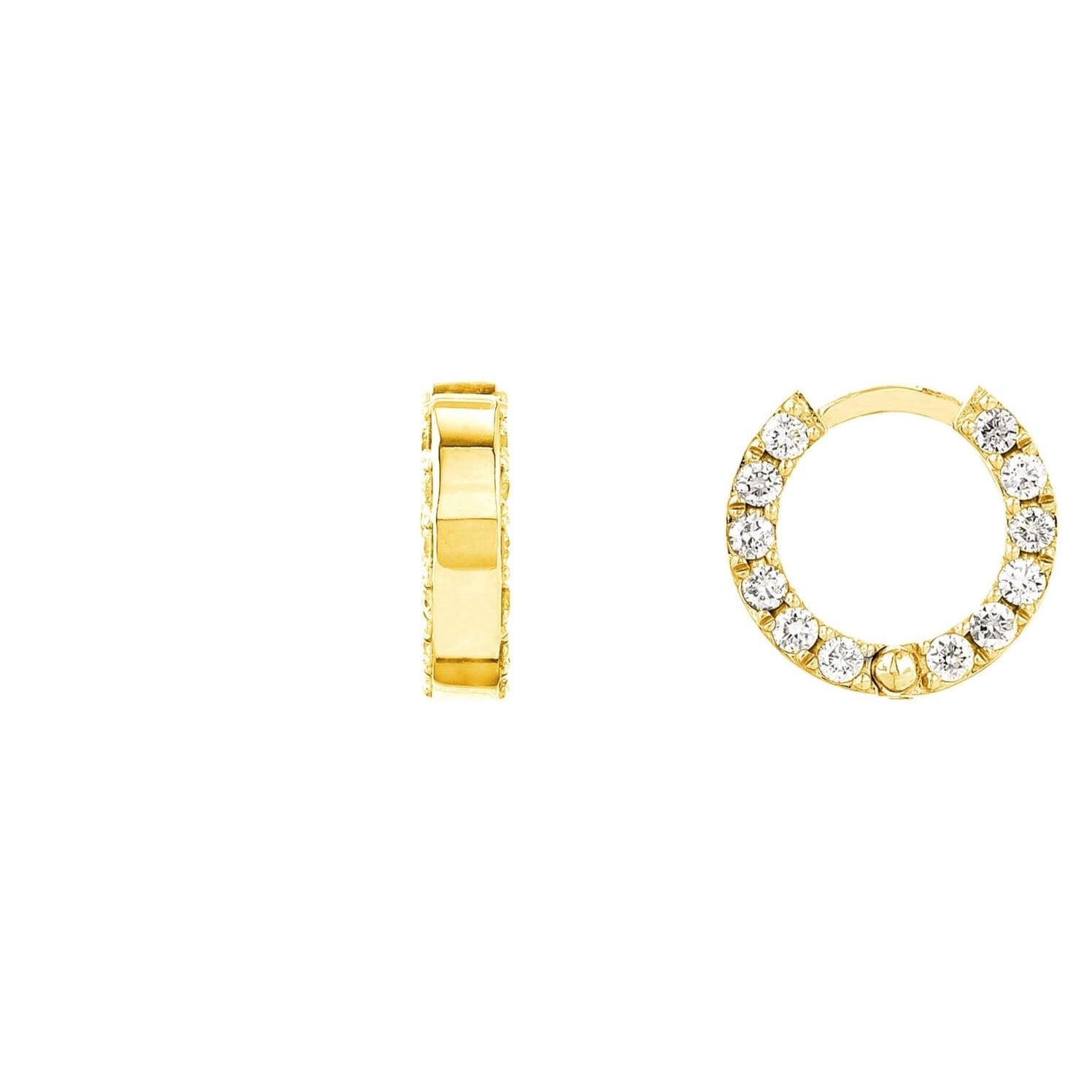 Outside Diamond Gold Huggie Hoop Earrings | Lisa Robin