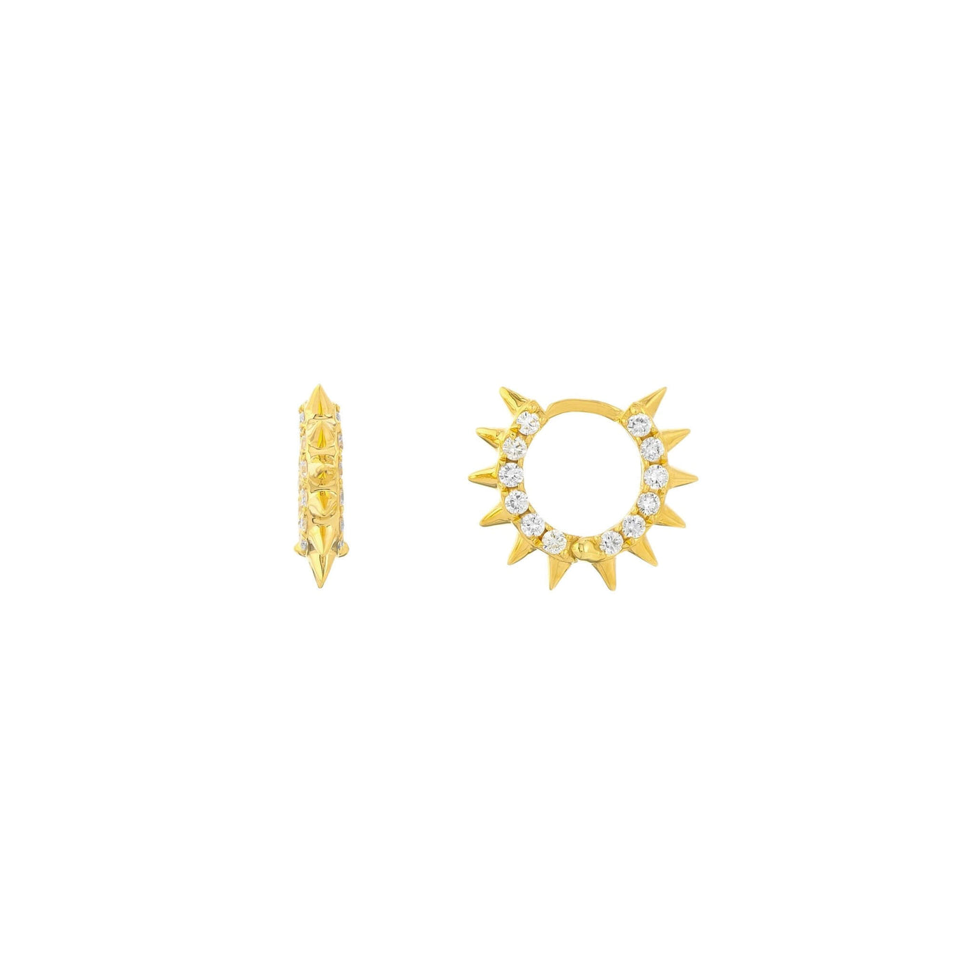 Tiny Gold Diamond Spike Huggie Hoop Earrings - Lisa Robin