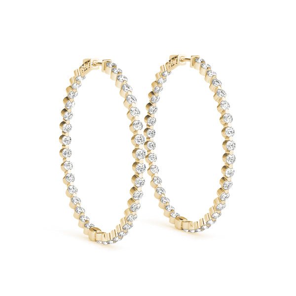 Single Prong Lab Diamond Hoop Earrings | Lisa Robin#color_14k-yellow-gold