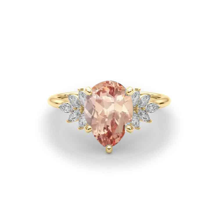 Shown in 2.0 carat Morganite*The Anna Morganite Cluster Engagement Ring | Lisa Robin#color_14k-yellow-gold