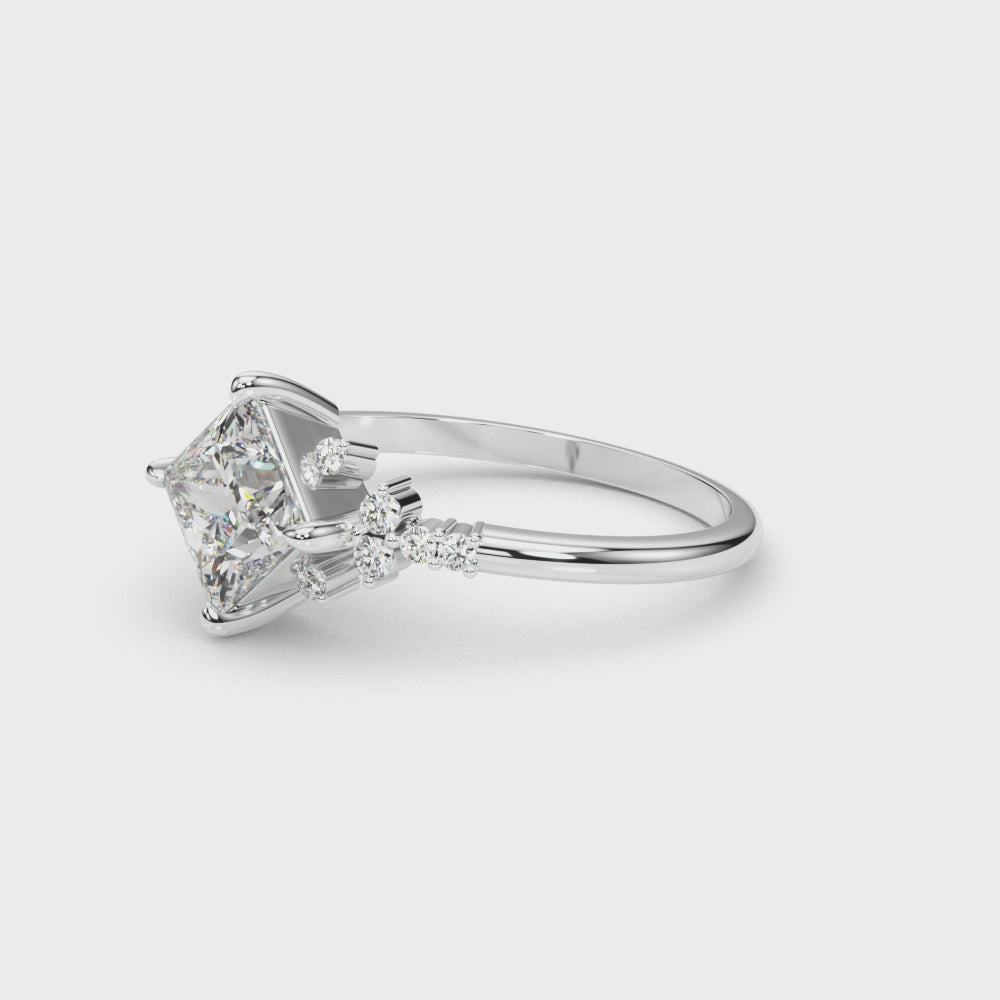 Shown in 1.0 Carat * The Zakari Starlight Princess Diamond Engagement Ring | Lisa Robin#color_14k-white-gold