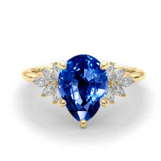 Shown in 2.0 carat Sapphire*The Anna Sapphire and Diamond Cluster Engagement Ring | Lisa Robin#color_14k-yellow-gold