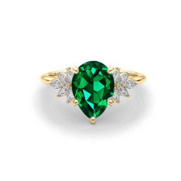 Shown in 2.0 carat Emerald*The Anna Emerald Cluster Engagement Ring | Lisa Robin#color_14k-yellow-gold