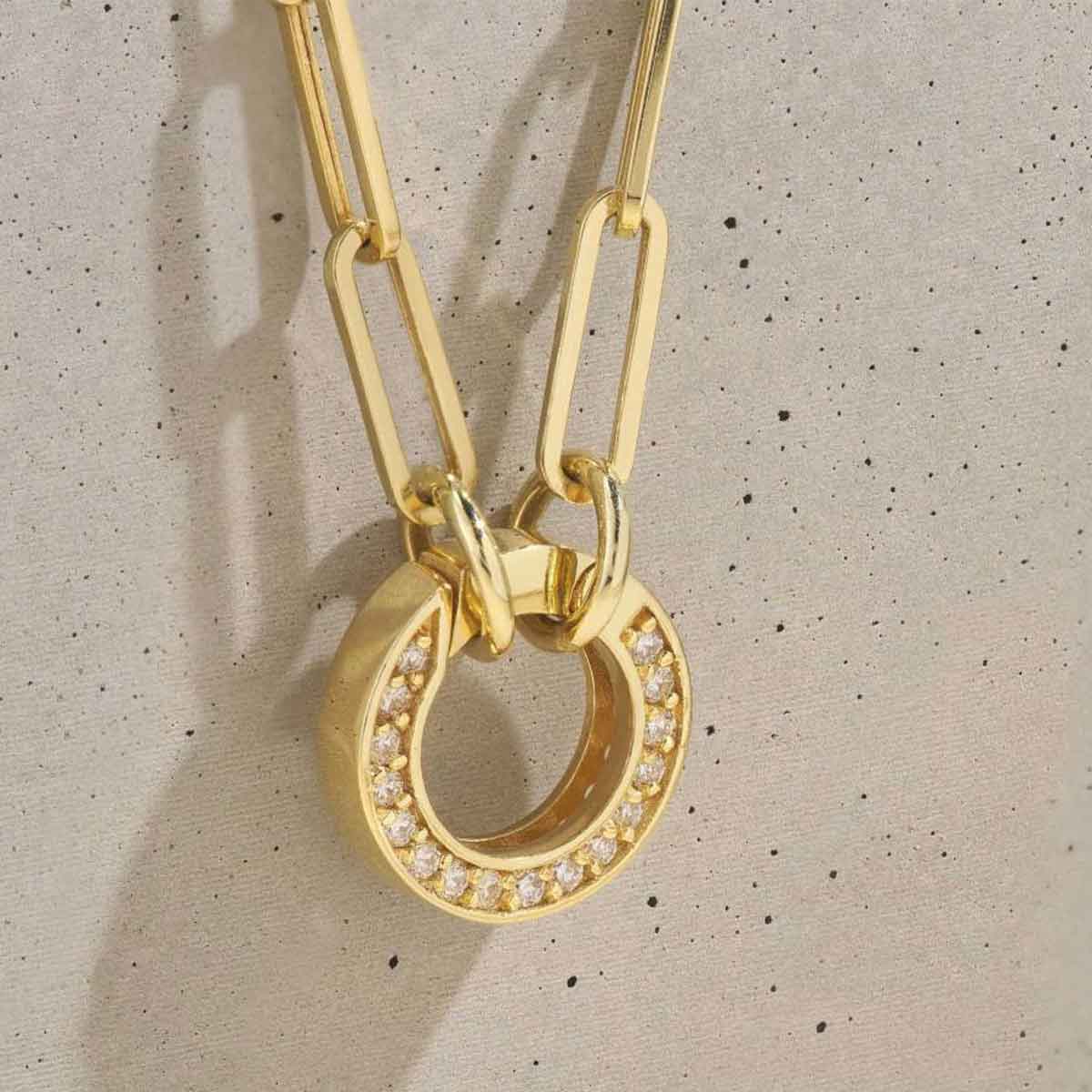 Diamond Circle Push Lock Necklace | Lisa Robin