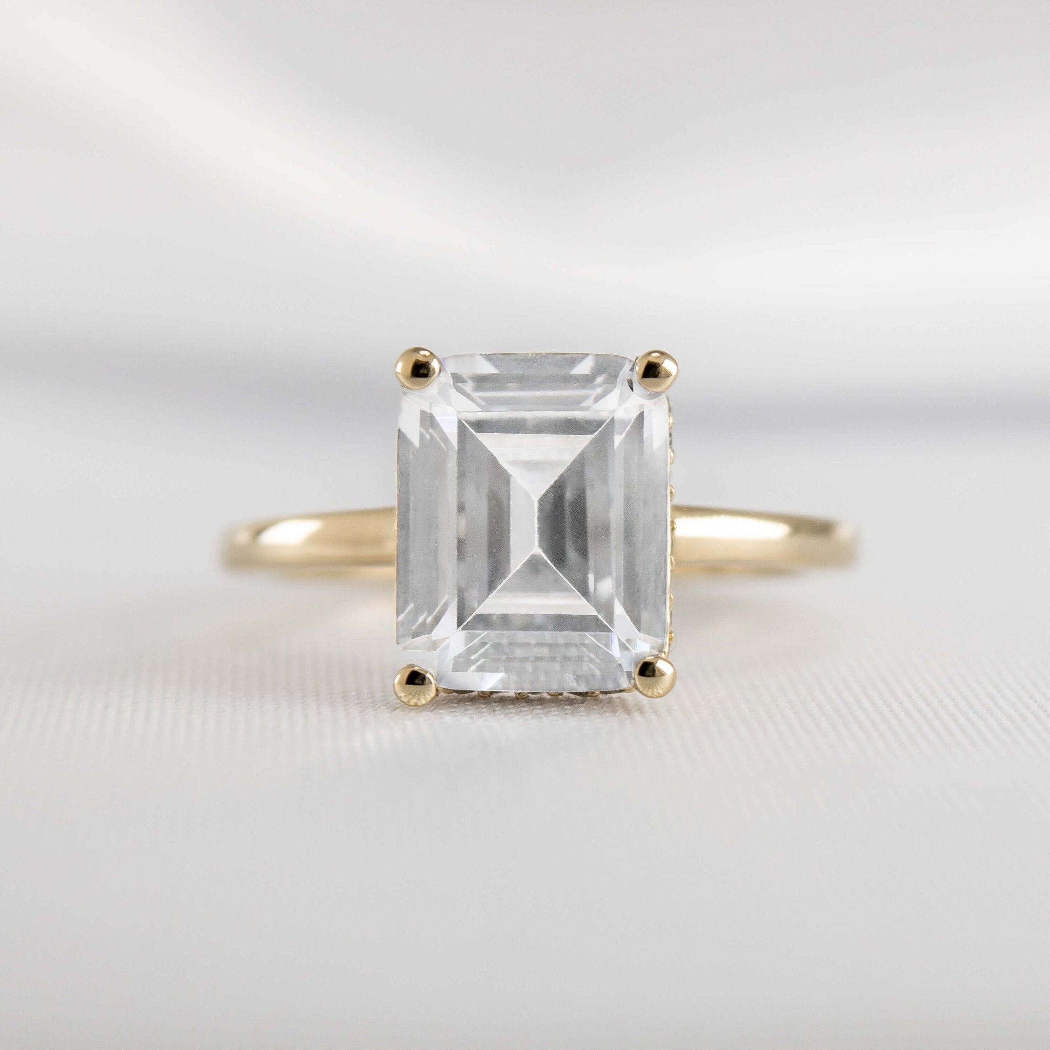 Shown in 2.0 carat * The Casey Hidden Halo Emerald Diamond Engagement Ring | Lisa Robin#color_14k-yellow-gold