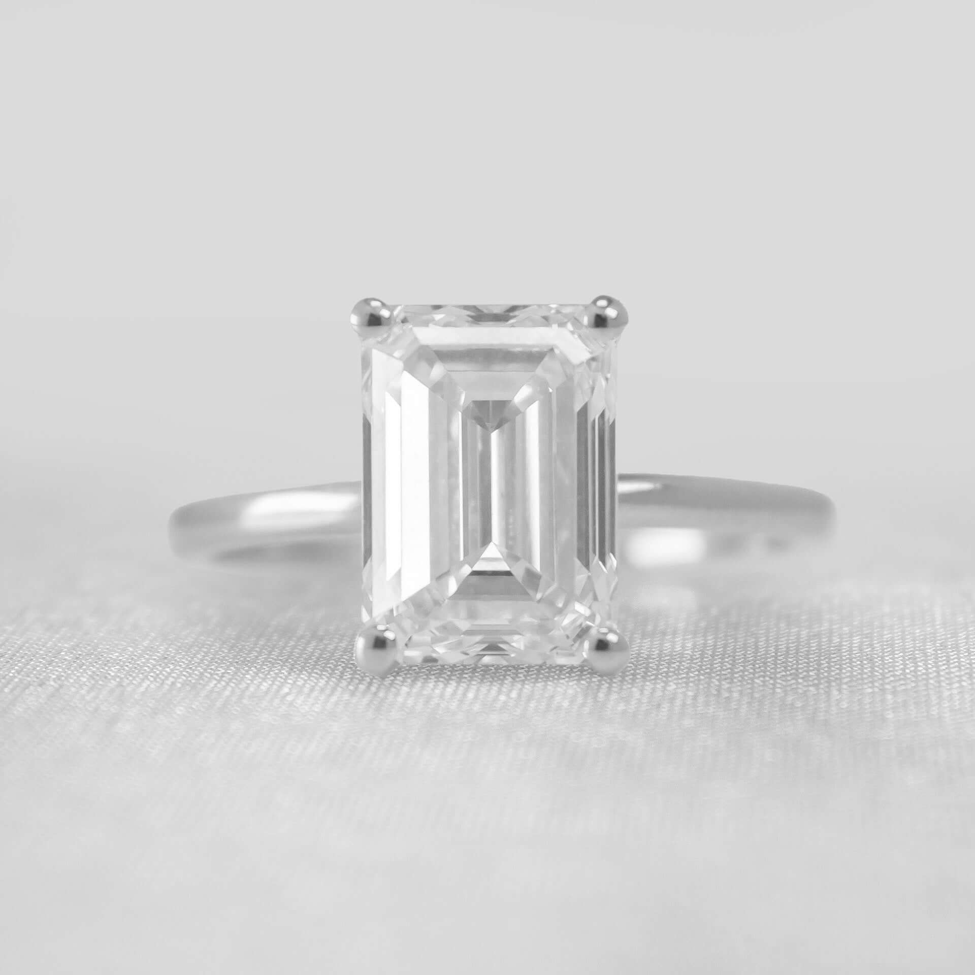 Shown in 4.0 carat Diamond* The Olivia Diamond Solitaire Engagement Ring | Lisa Robin#color_14k-white-gold