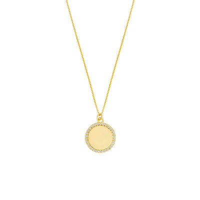 Diamond Rimmed Gold Disc Necklace | Lisa Robin