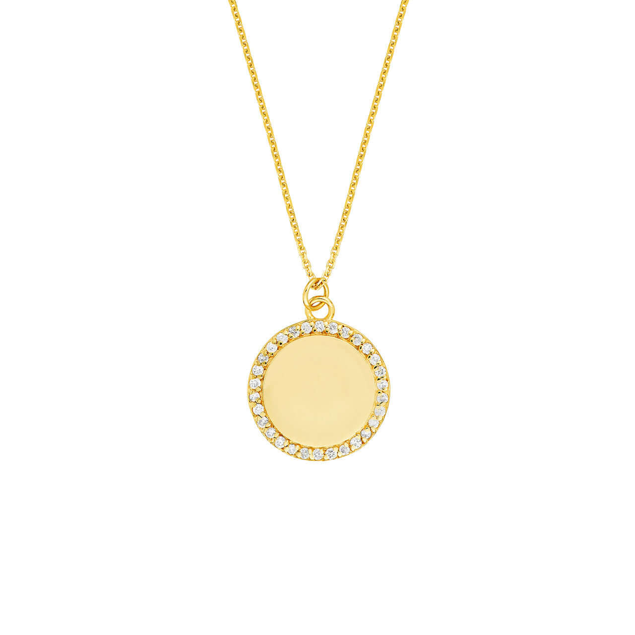 Diamond Rimmed Gold Disc Necklace | Lisa Robin