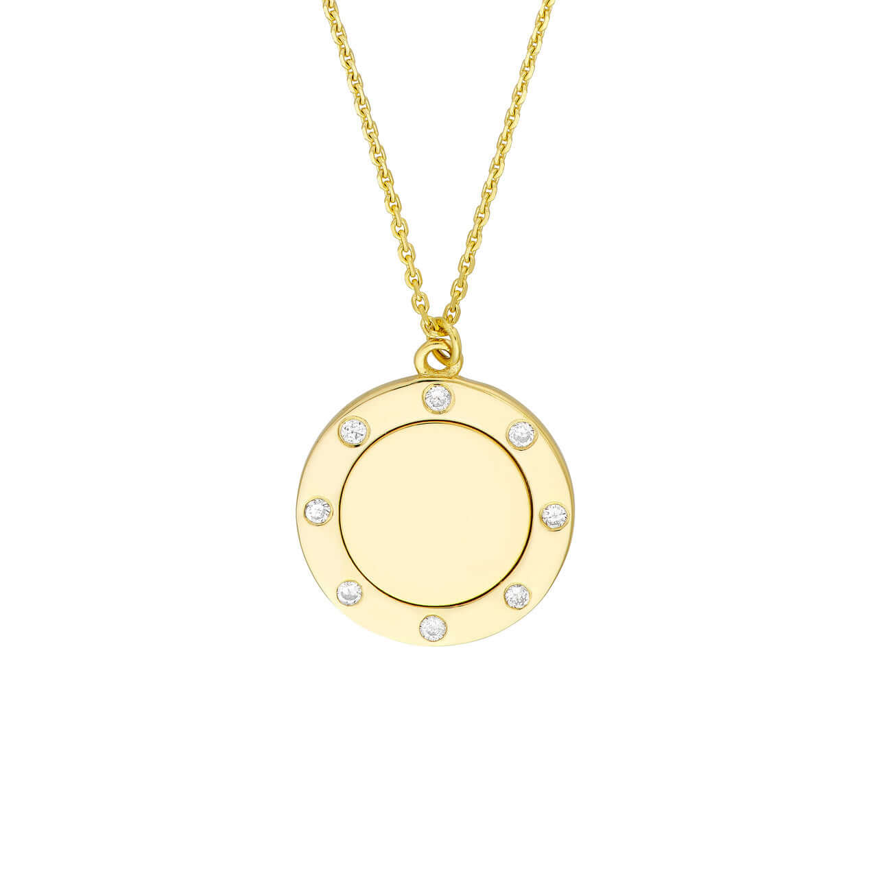 Diamond Trim Gold Disc Medallion Necklace - Lisa Robin