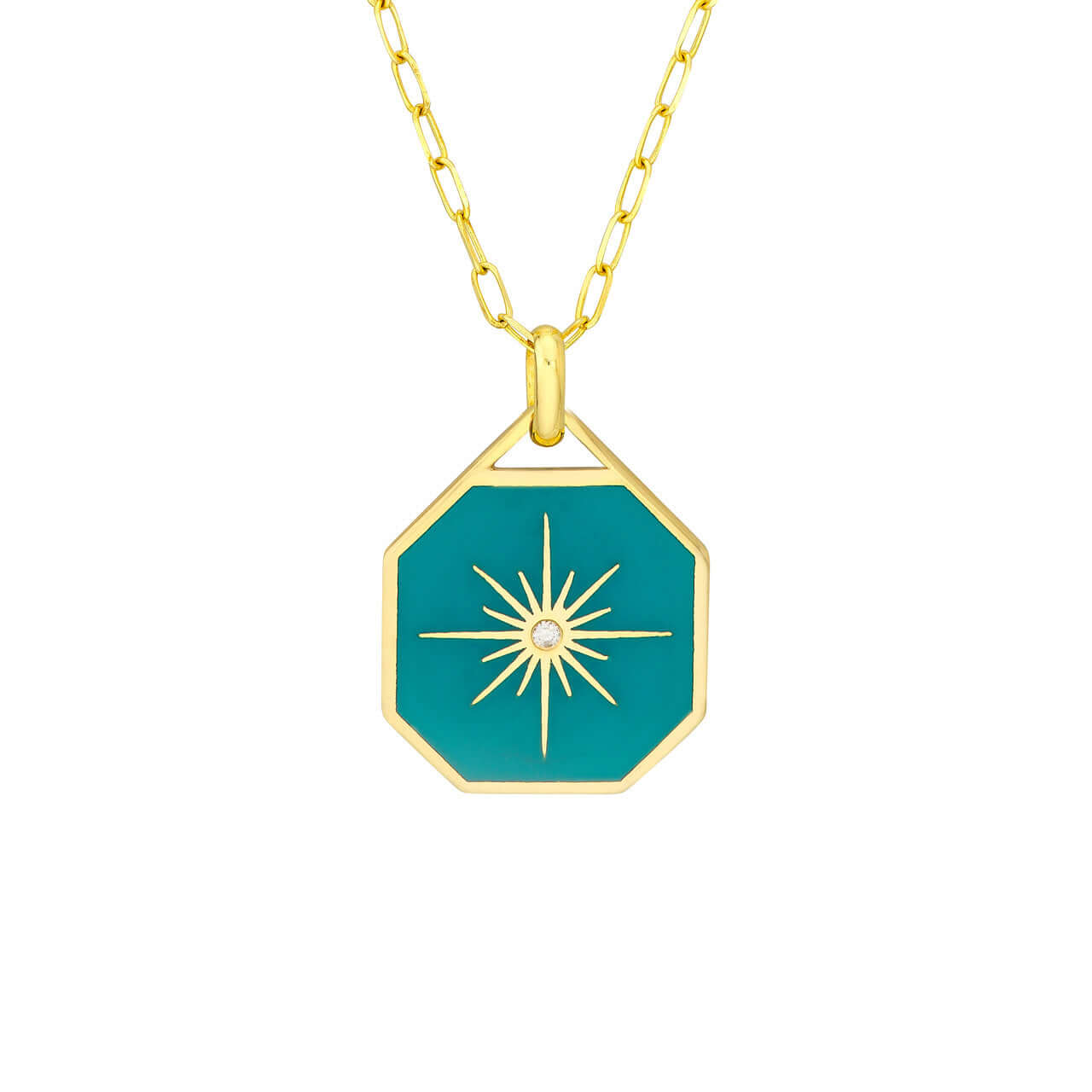 Diamond Star Enamel Octagon Pendant Necklace | Lisa Robin