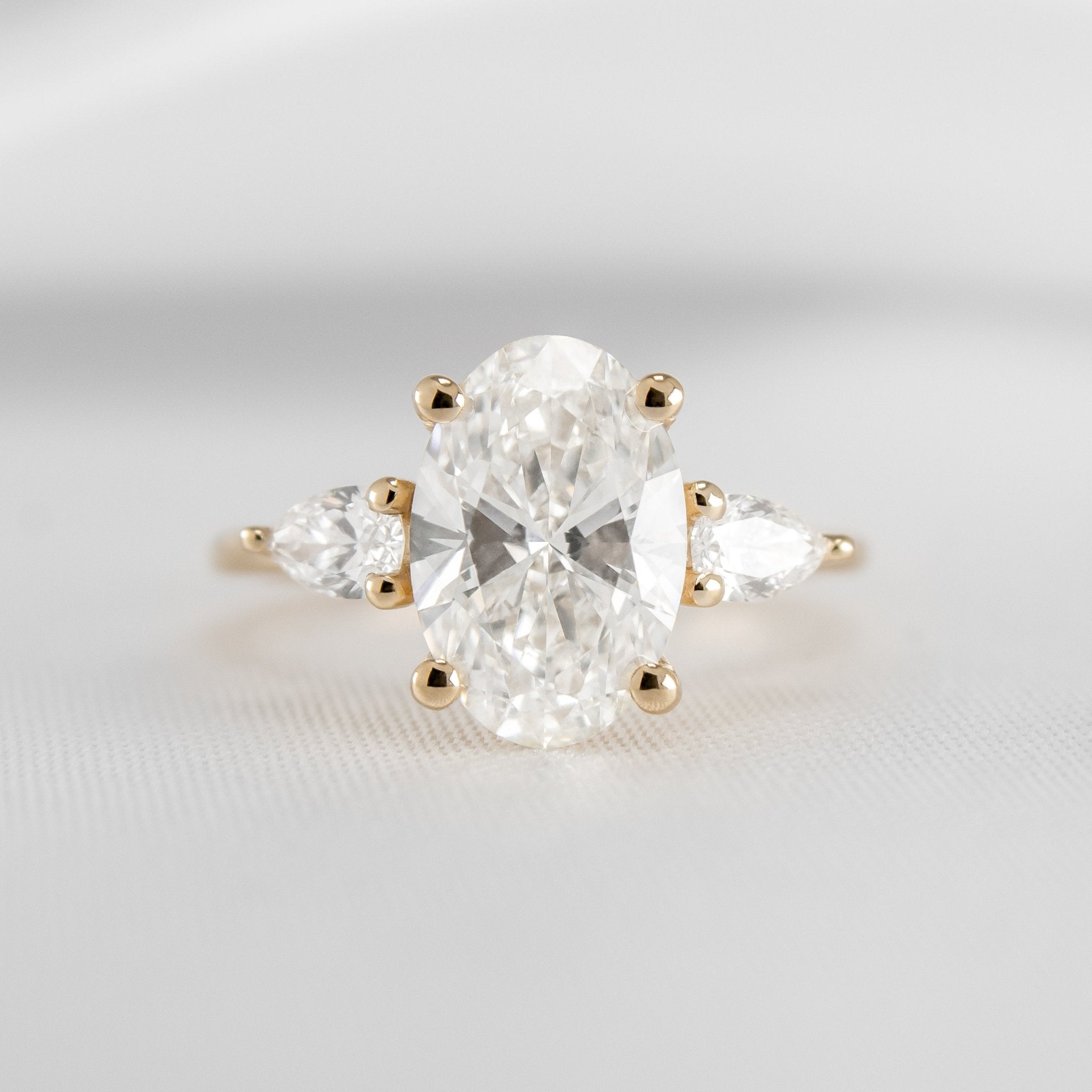 Shown in 2.6 carat * The Melayna Three Stone Engagement Ring | Lisa Robin#color_14k-yellow-gold