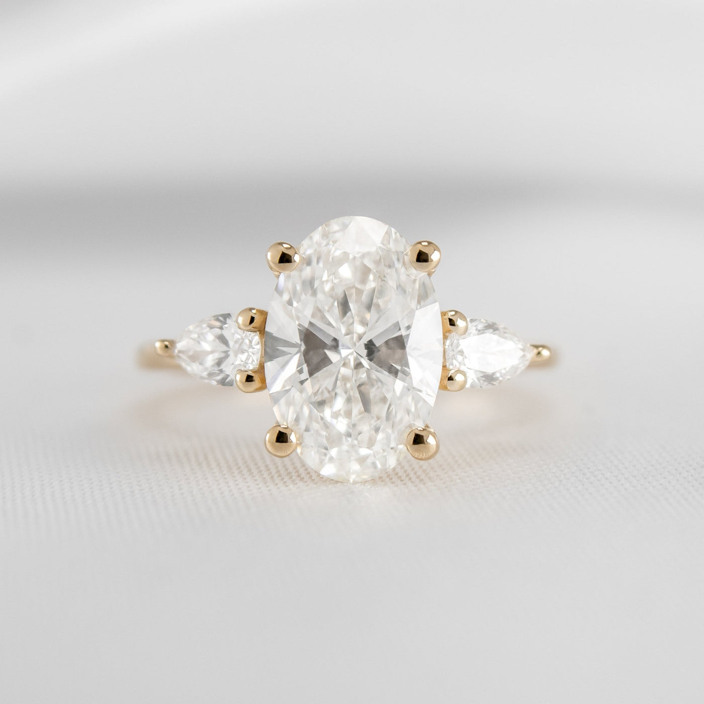 Shown in 2.6 carat * The Melayna Three Stone Engagement Ring | Lisa Robin#color_14k-yellow-gold