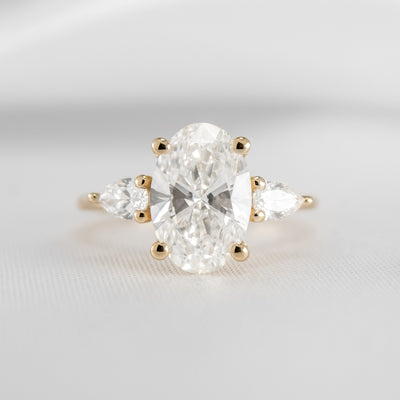 Shown in 2.6 carat * The Melayna Three Stone Engagement Ring | Lisa Robin#color_14k-yellow-gold