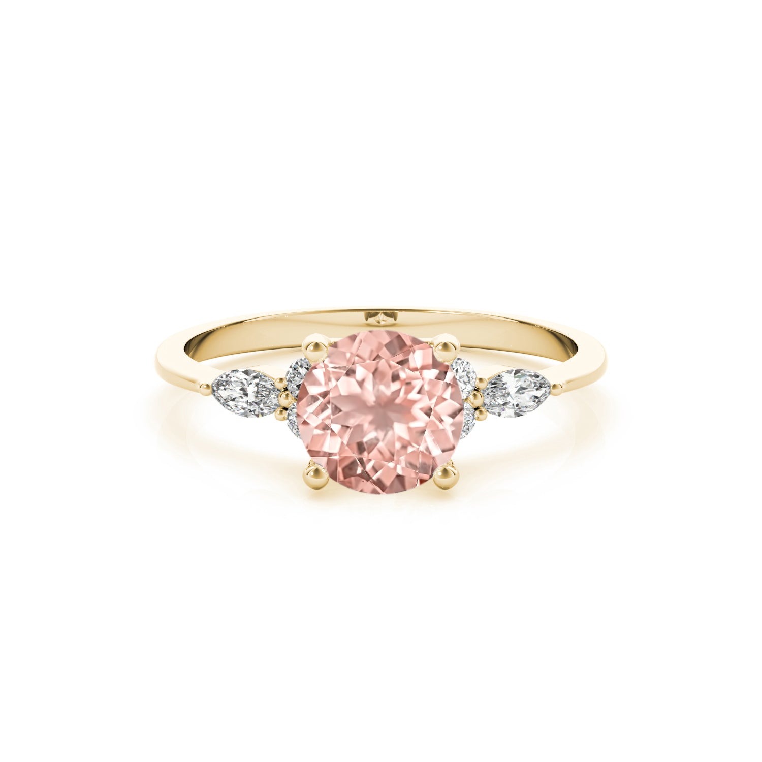 Shown in 1.0 carat Morganite*The Sophia Morganite with Marquise Diamond Accented Solitaire Engagement Ring#color_14k-yellow-gold