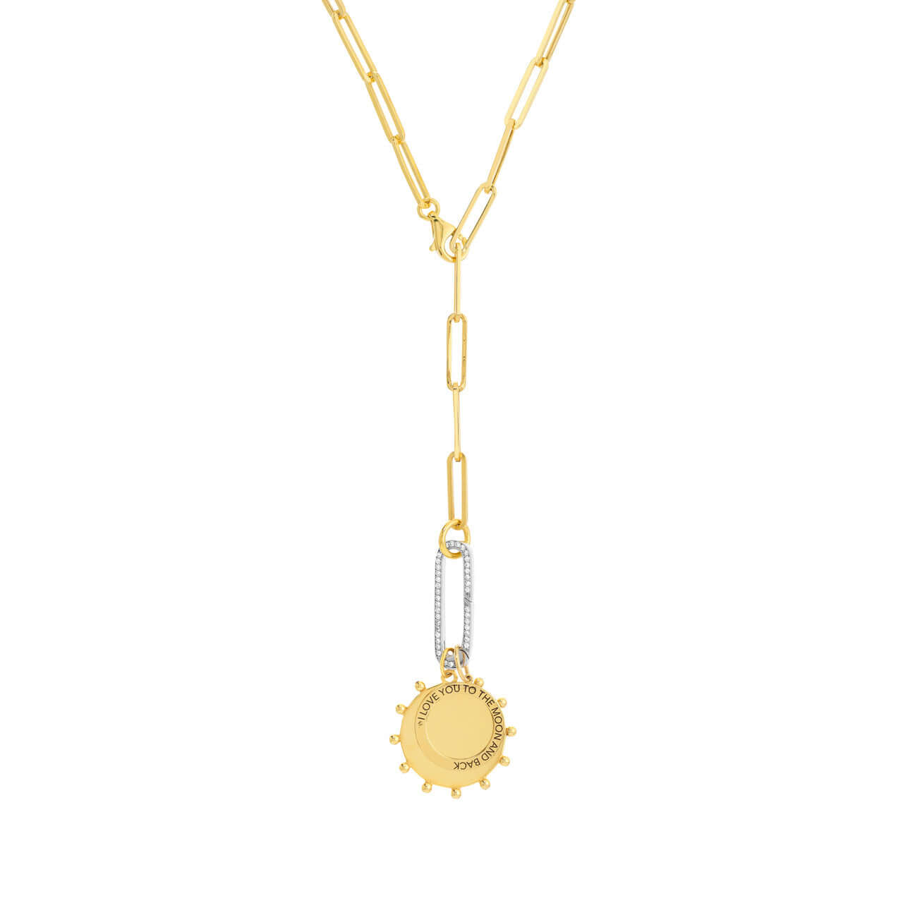 Oval with Diamonds Push Lock Necklace - Lisa Robin
