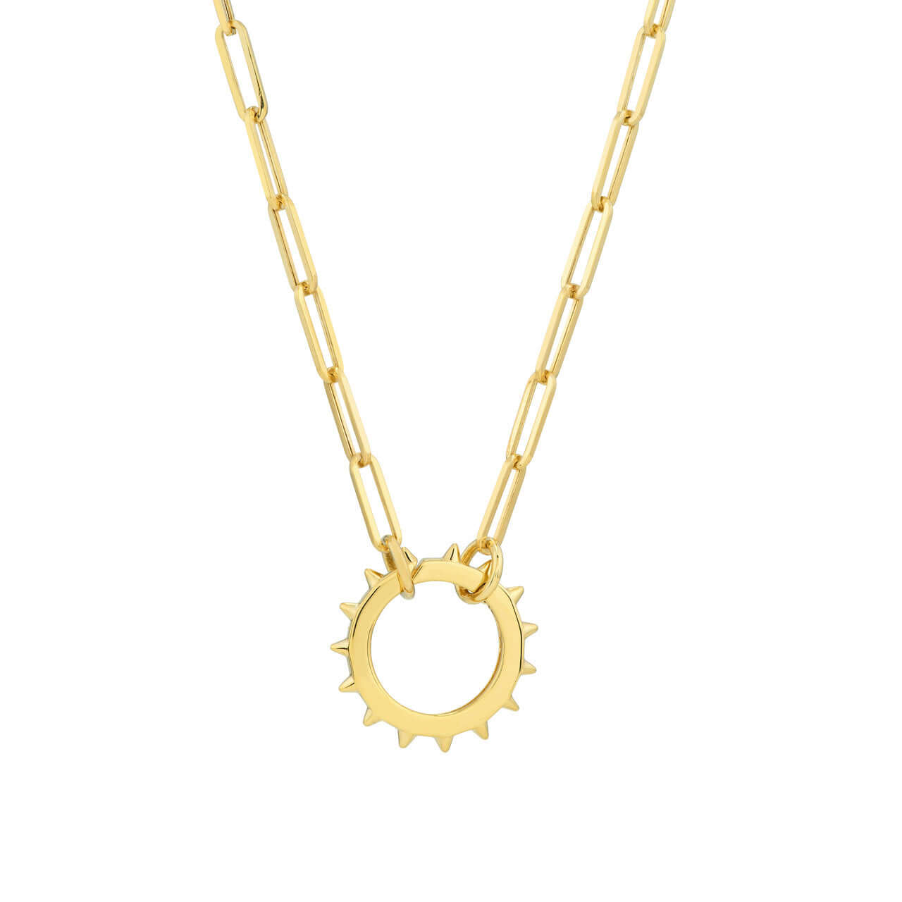 Spiked Edge Round Push Lock Necklace - Lisa Robin