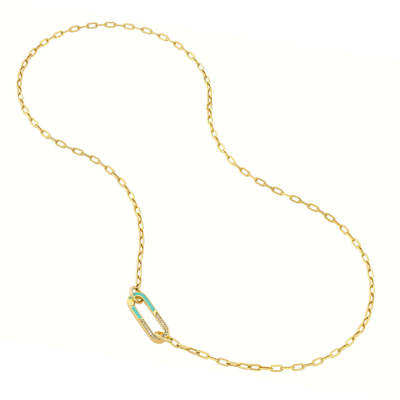 Enamel and Diamonds Oval Push Lock Necklace | Lisa Robin