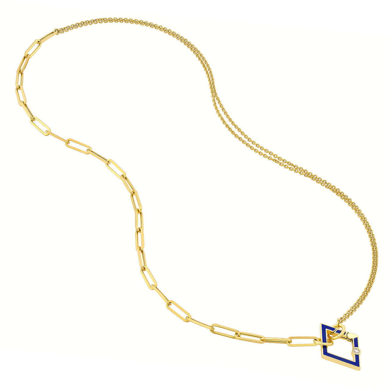 Enameled Rhombus with Diamond Push Lock Necklace | Lisa Robin