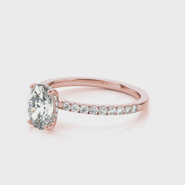 Shown in 1.0 Carat * The Cameron Hidden Halo Pave Oval Diamond Engagement Ring | Lisa Robin#shape_oval