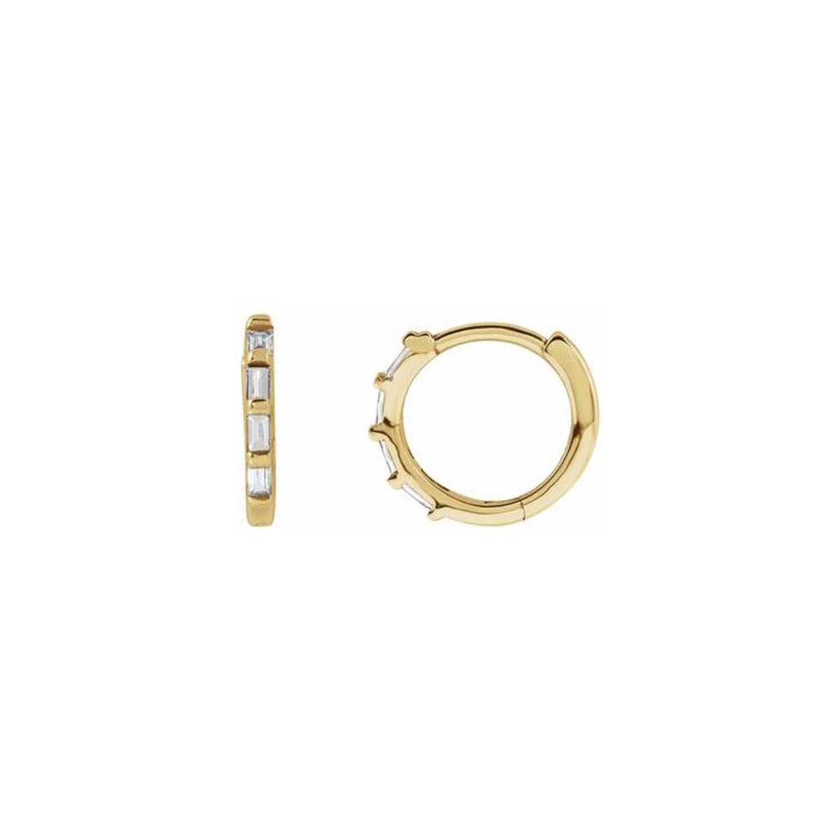 Diamond Baguette 14K Gold Huggie Hoops - Lisa Robin