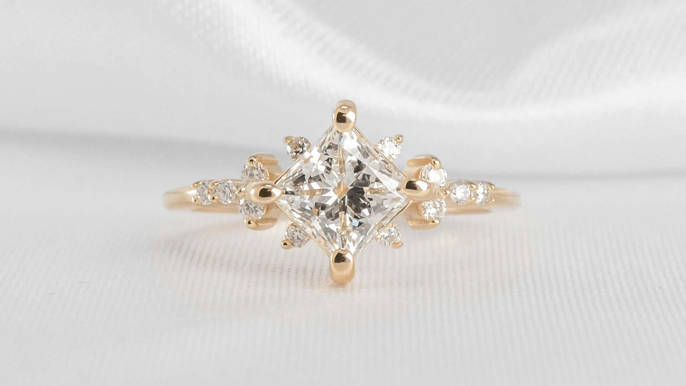 Zakari Princess Cut Vintage Style Halo Engagement Ring | Lisa Robin