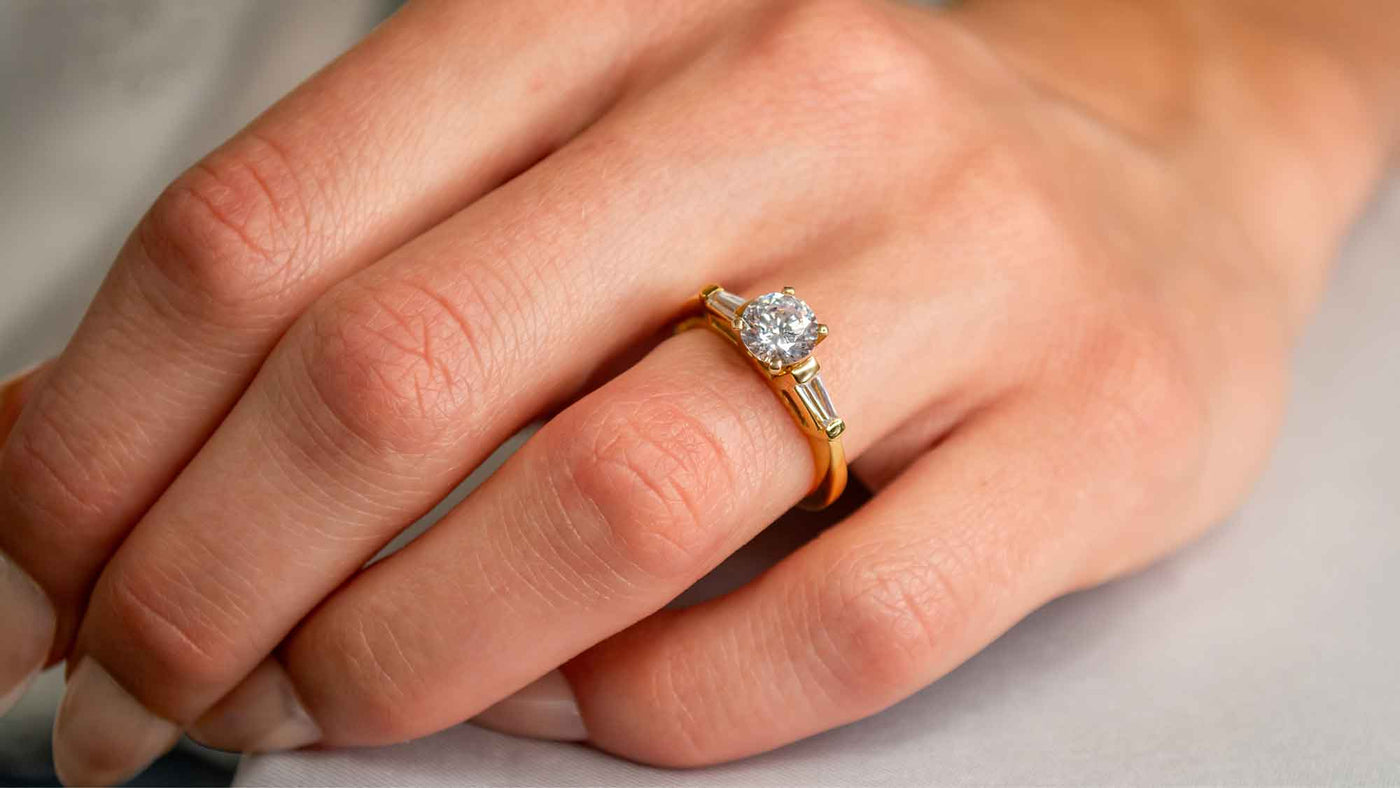 The Devon Tapered Baguette Three Stone Engagement Ring | Lisa Robin