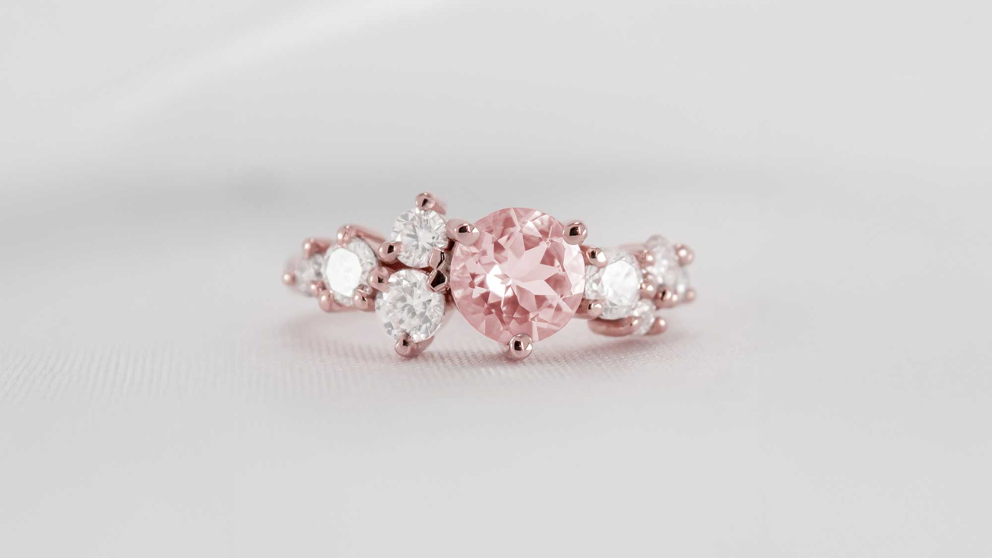 The Chloe Morganite and Diamond Cluster Ring in Rose Gold | Lisa Robin