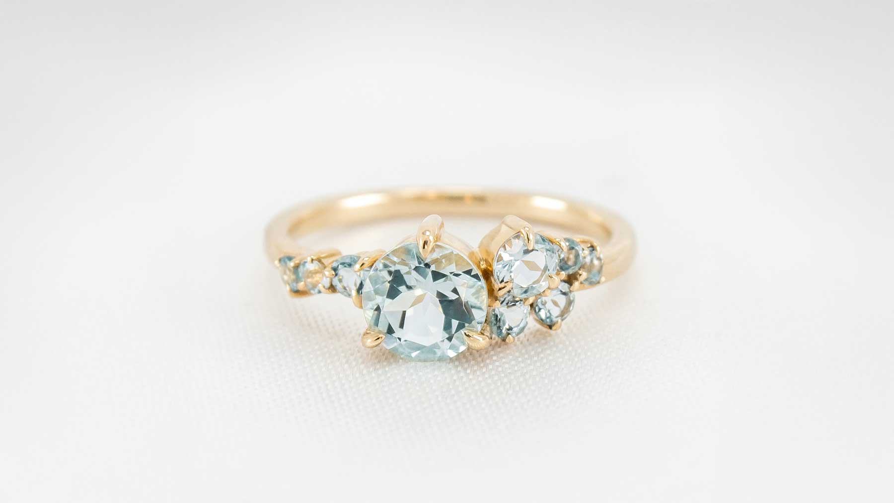 The Chloe aquamarine cluster ring in 14k yellow gold |Lisa Robin