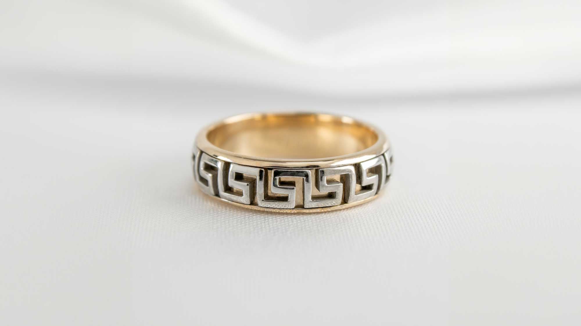 Adam Greek Key Gold Wedding Ring | Lisa Robin