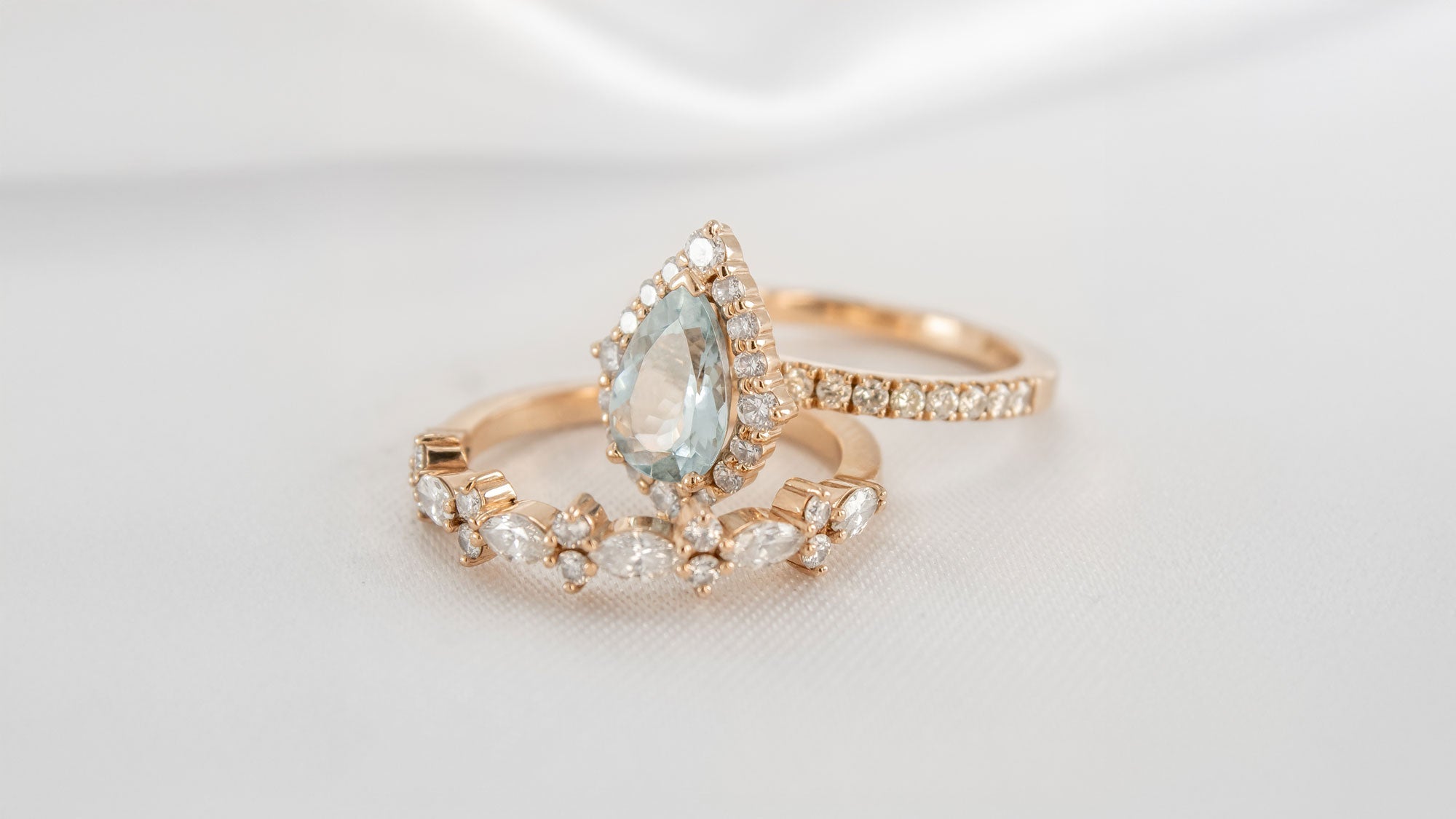 Sierra and Tara Aquamarine Wedding Set | Lisa Robin