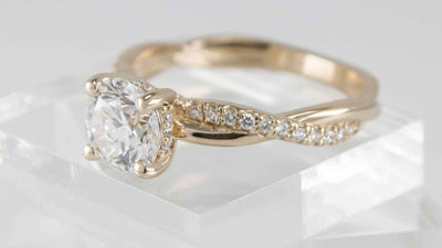 Hidden Halo Twist Round Brilliant Diamond Engagement Ring | Lisa Robin