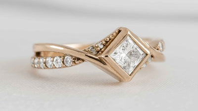 Oakley Rose Gold Diamond Twist Princess Engagement Ring | Lisa Robin